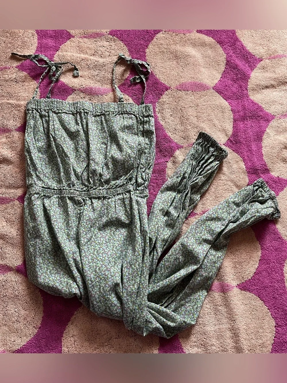 L’Enfant Lune Girls Cottagecore Pleated Leg Jumpsuit sz 5